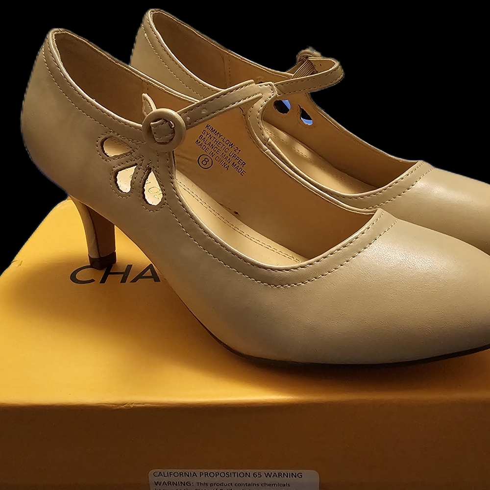 Chase + Chloe Cream Mary Jane Heels